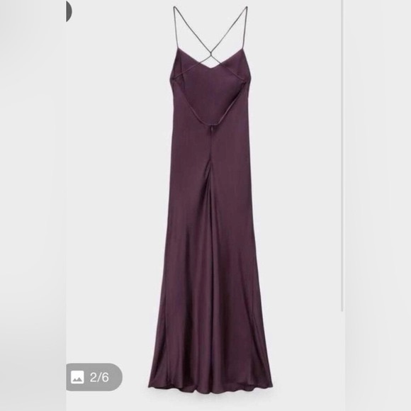 Zara Slip Dress Satin Maxi Open Back Size S - Picture 4 of 12